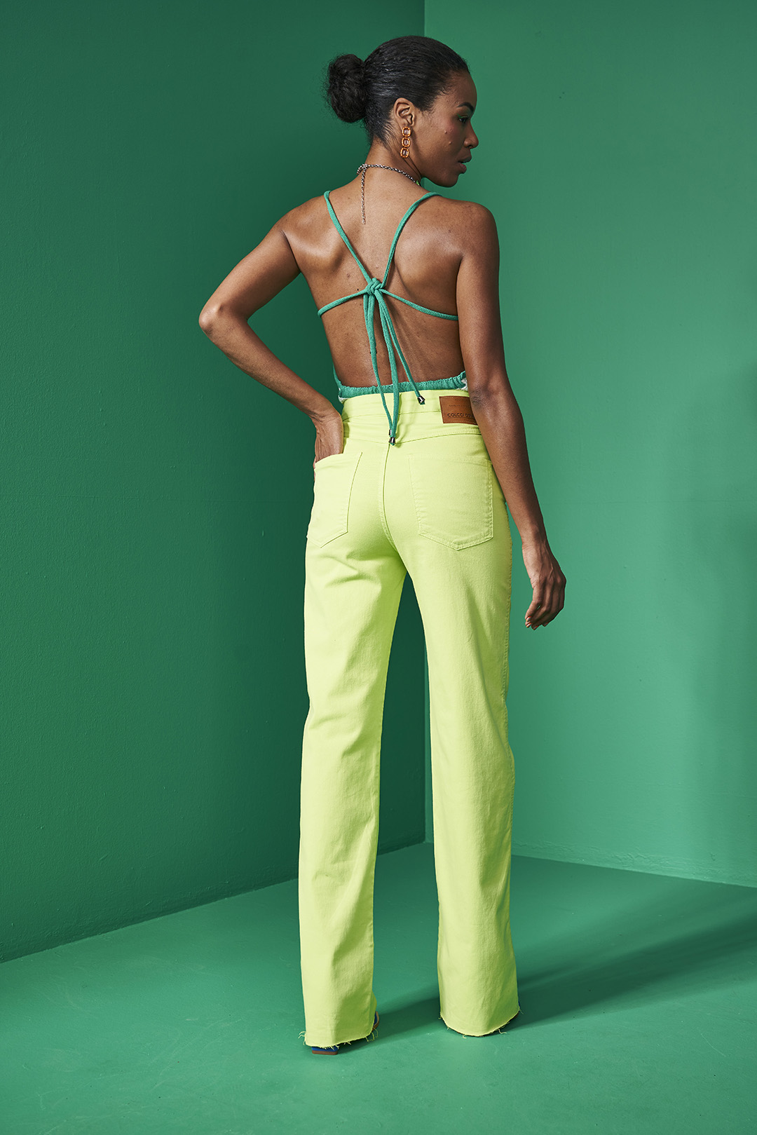 CALÇA SARJA JULIETTE STRETCH 44 VERDE IGUANA