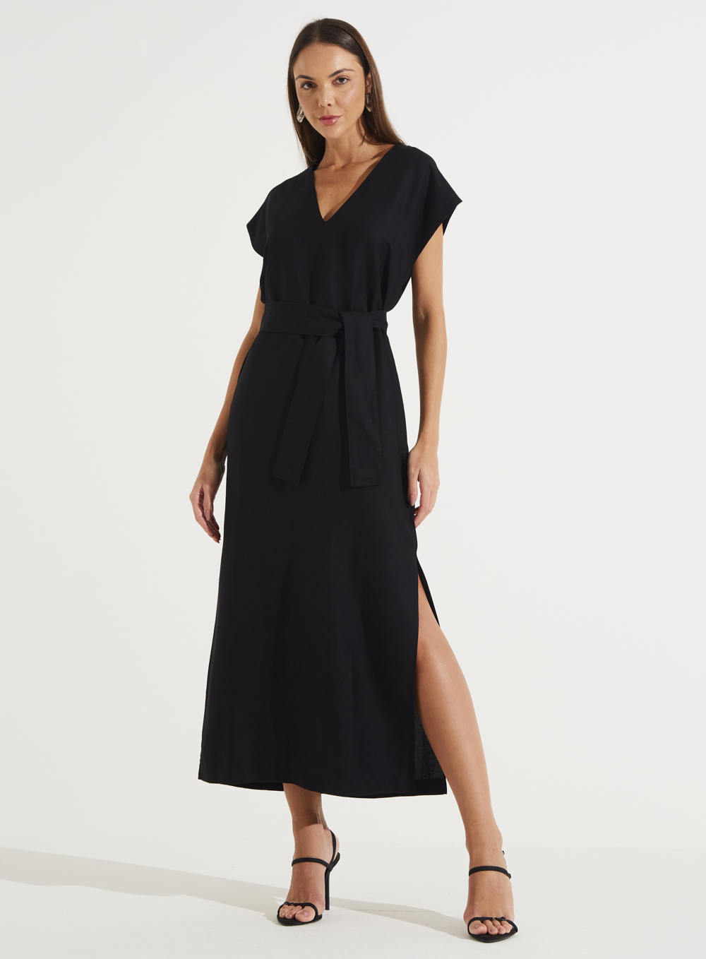 VESTIDO LINHO G PRETO