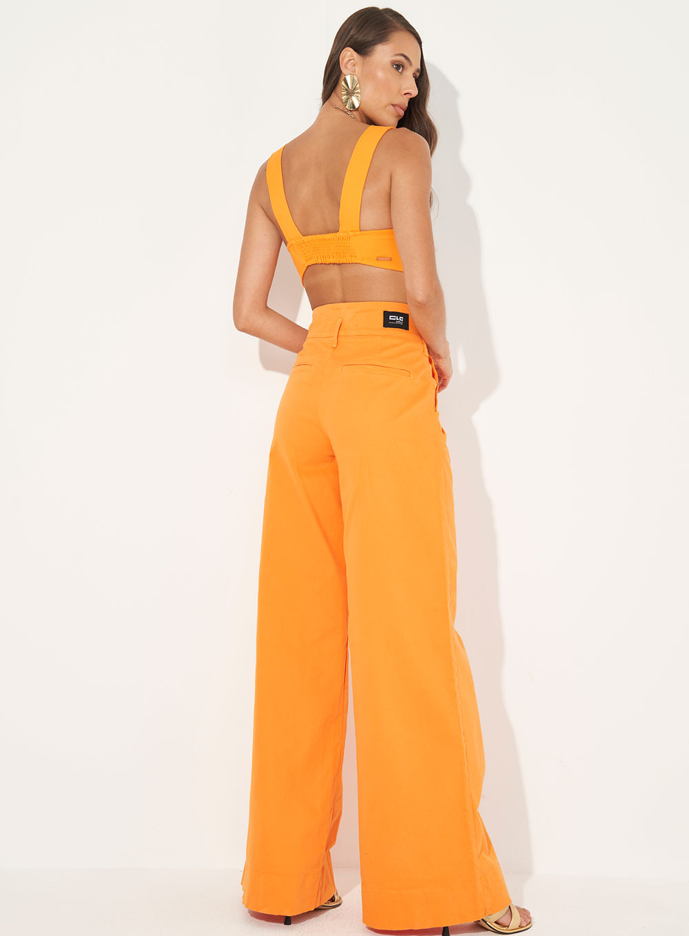 CALÇA SARJA PANTALONA 46 LARANJA ALPER