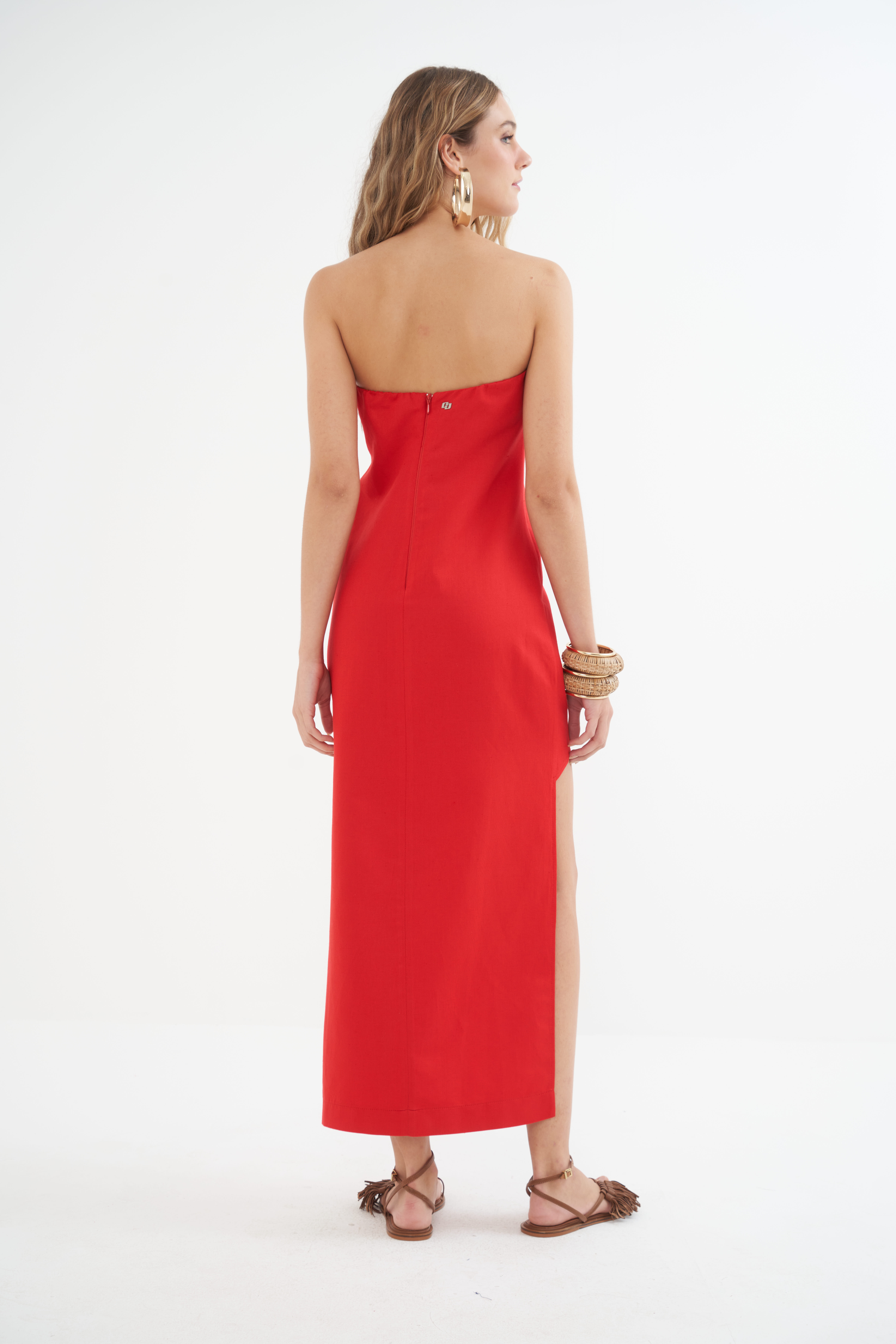 VESTIDO LINHO P VERMELHO IFE