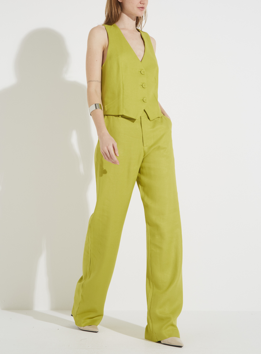 CALÇA LINHO 38 VERDE ESCILA