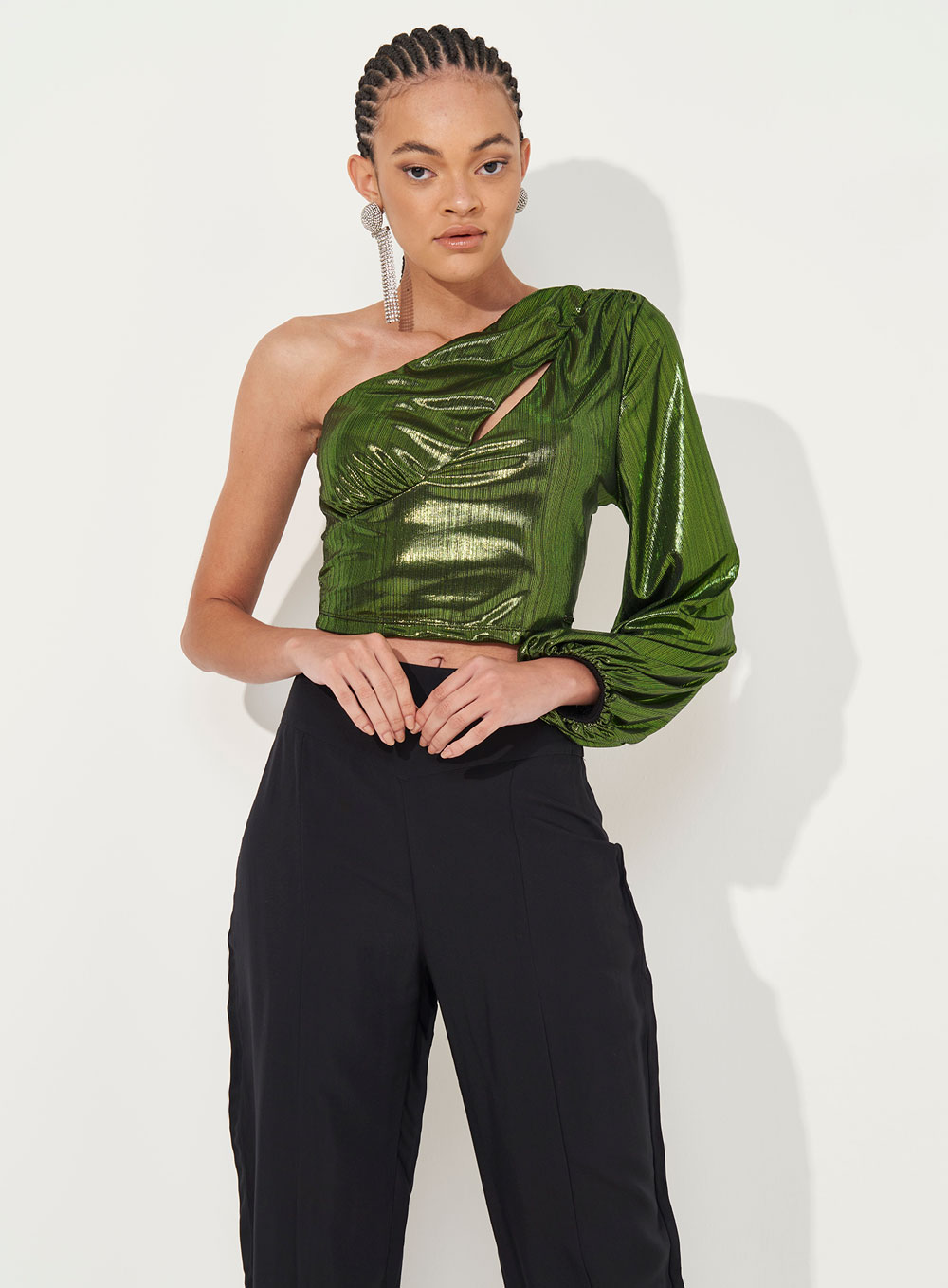 BLUSA METALIZADA 36 VERDE BRAVA