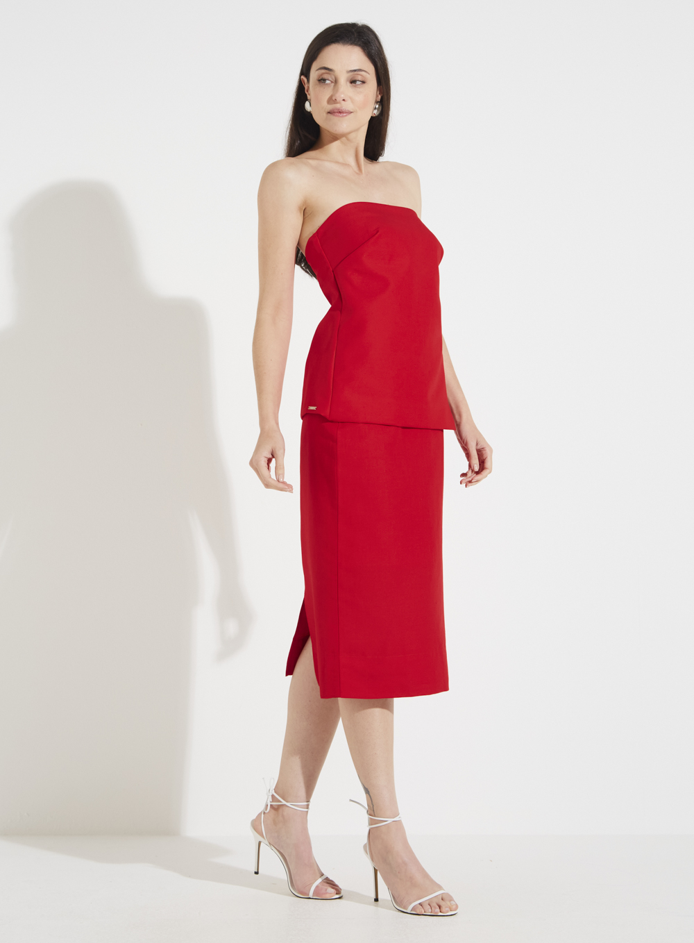 VESTIDO LINHO M VERMELHO SPARKLY