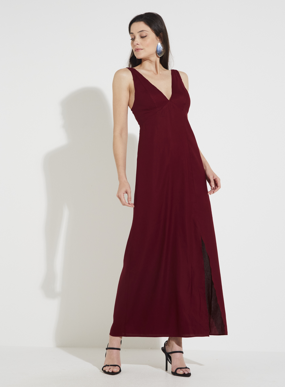 VESTIDO LINHO G CINZA NIQUEL