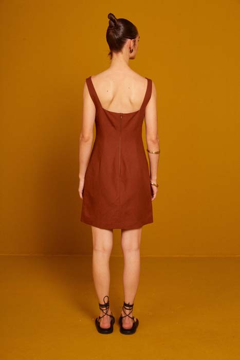 VESTIDO LINHO G MARROM CARVALHO