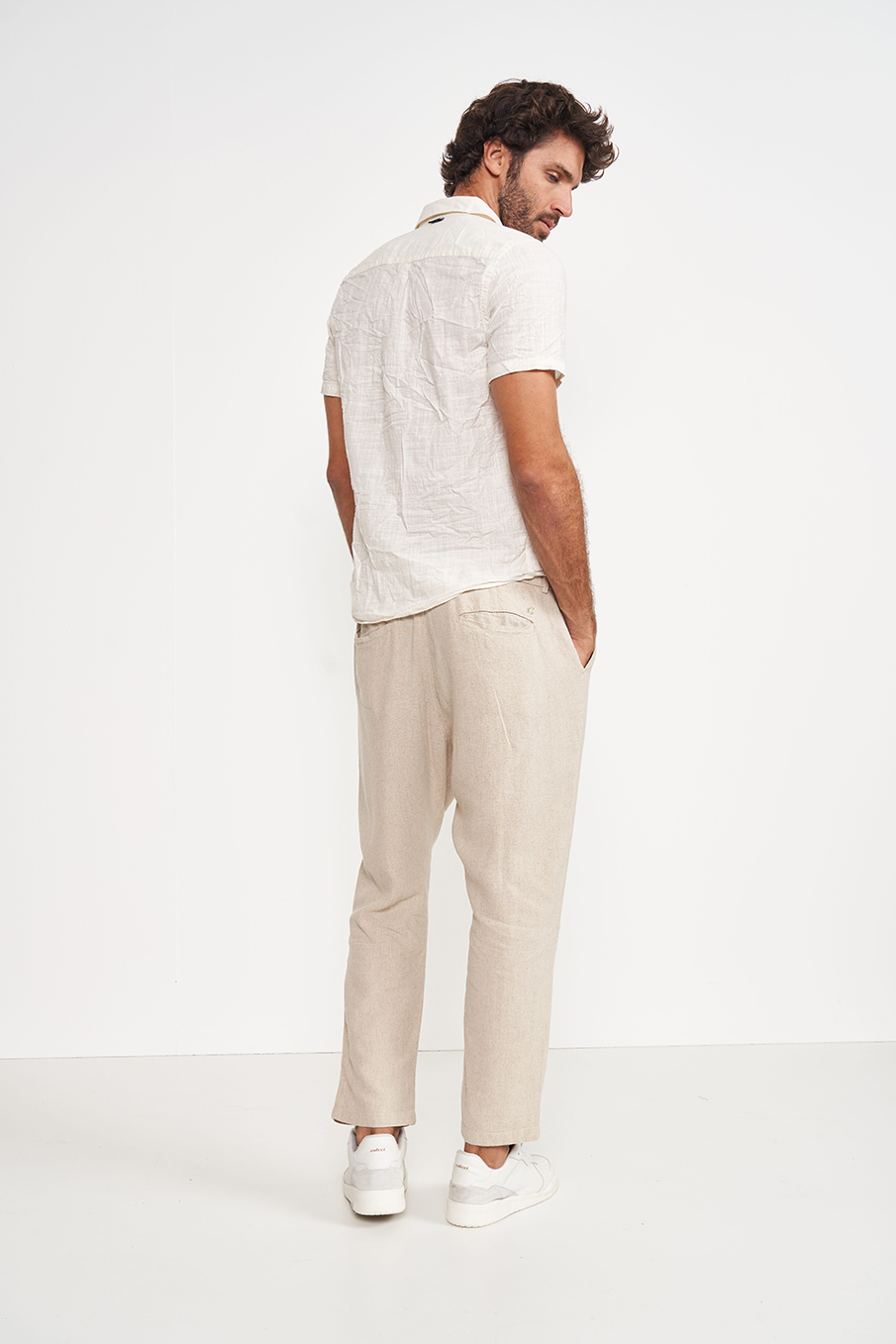 CALÇA LINHO 48 BEGE TAUPE