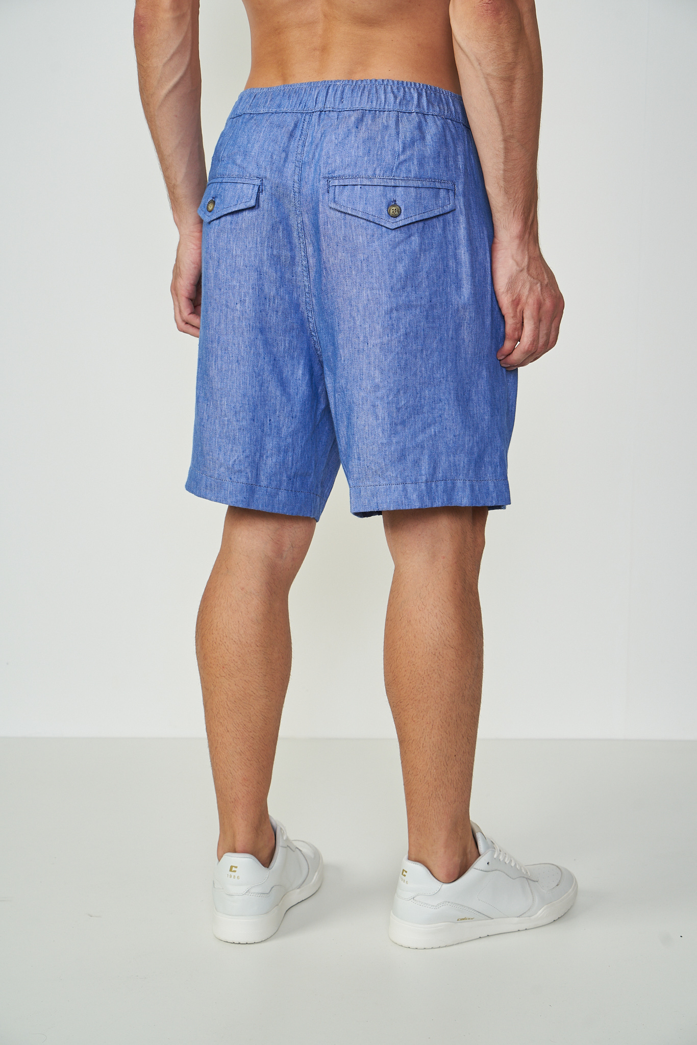 BERMUDA LINHO 36 AZUL/BRANCO