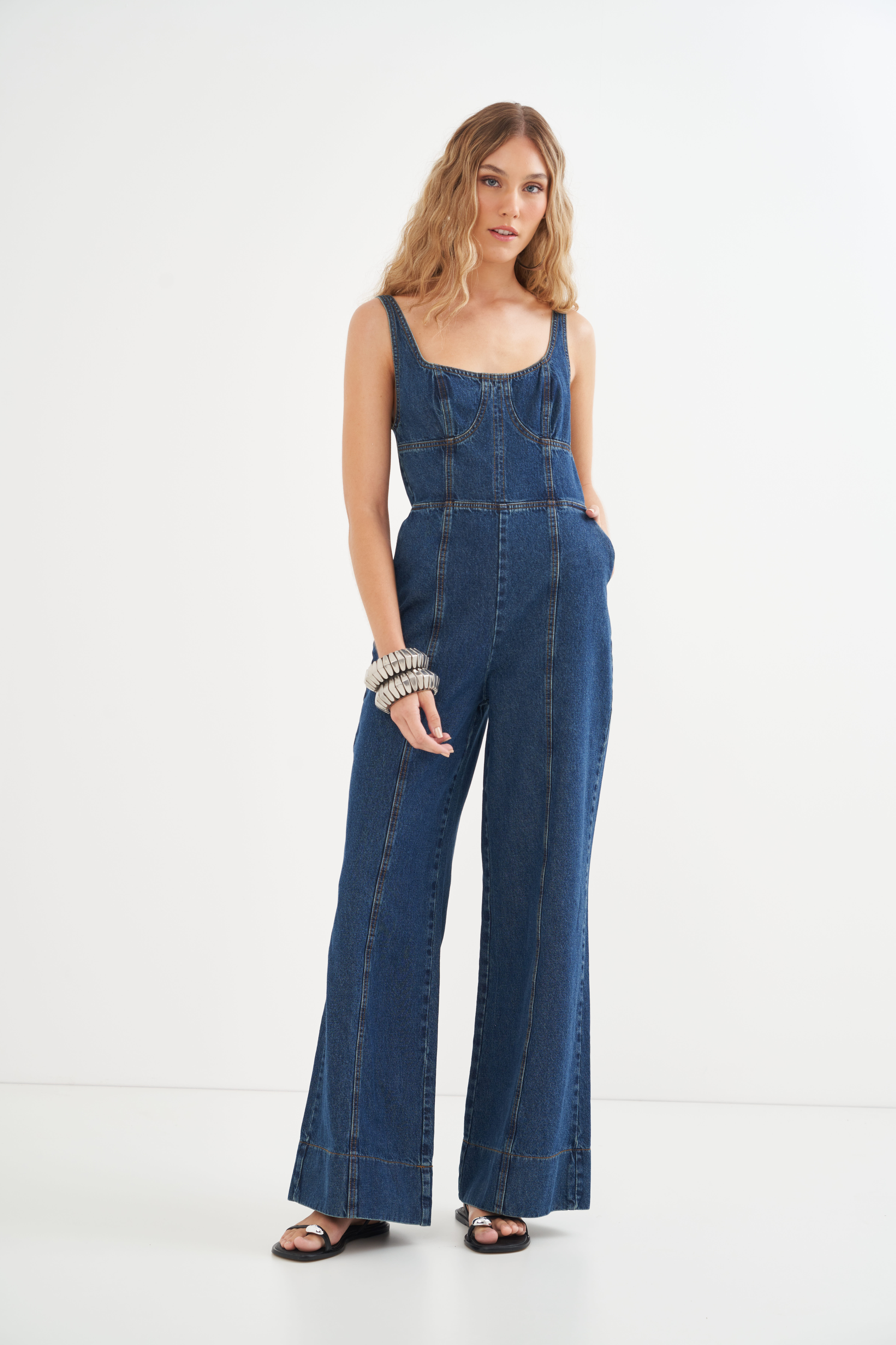 MACACÃO JEANS 34 INDIGO