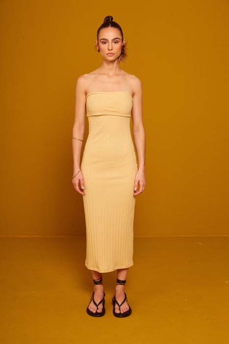 VESTIDO CANELADO G BEGE LEBLANC