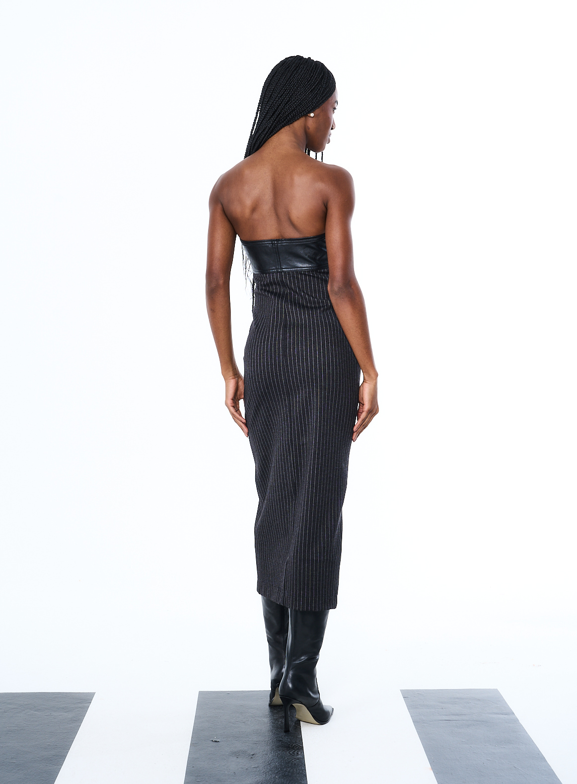 VESTIDO LISTRADO M PRETO/OFF