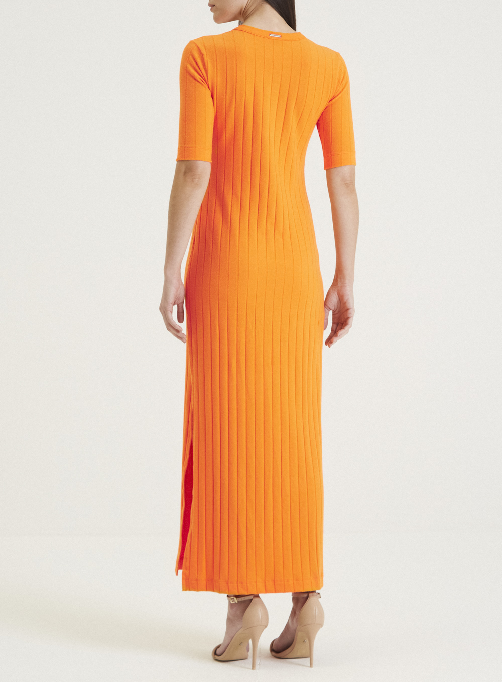 VESTIDO CANELADO P LARANJA BELAGIO