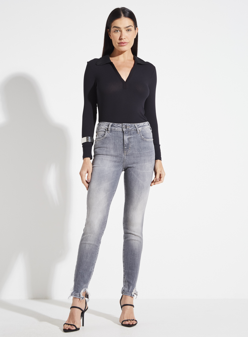 CALÇA JEANS MARISA 2 CIGARRETE 38 INDIGO CINZA