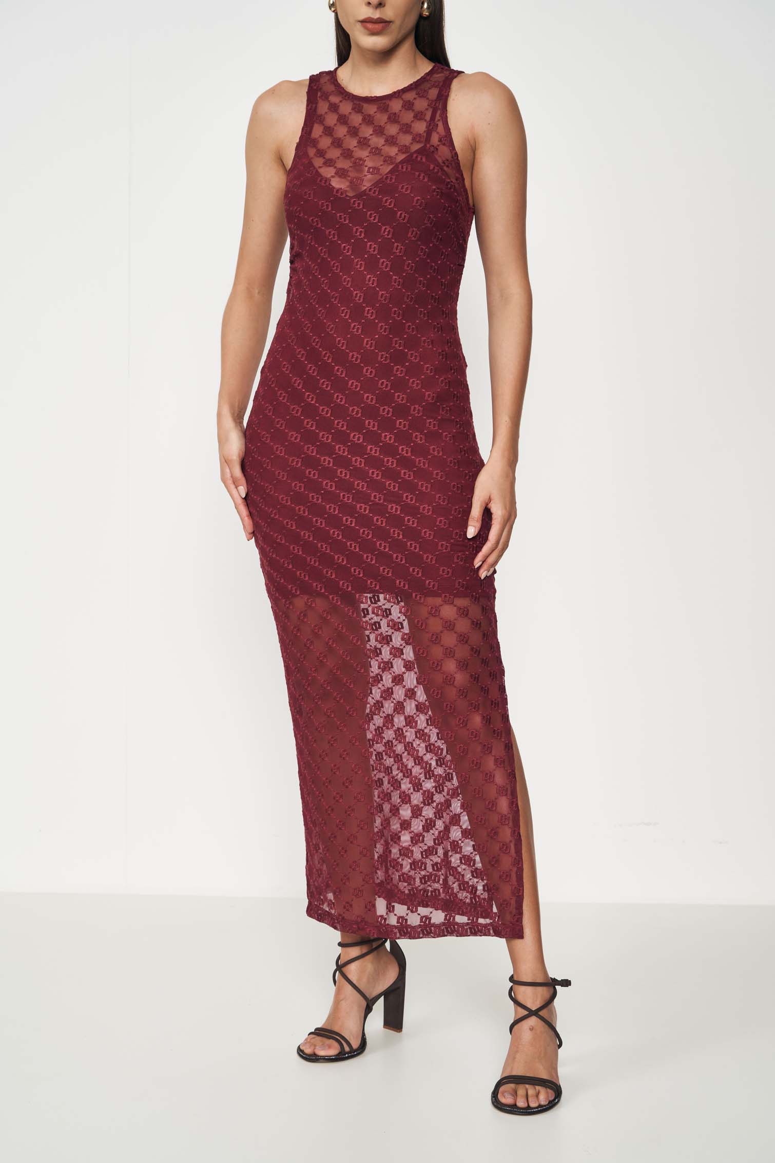 VESTIDO TULE PP BORDO BLOODSTONE