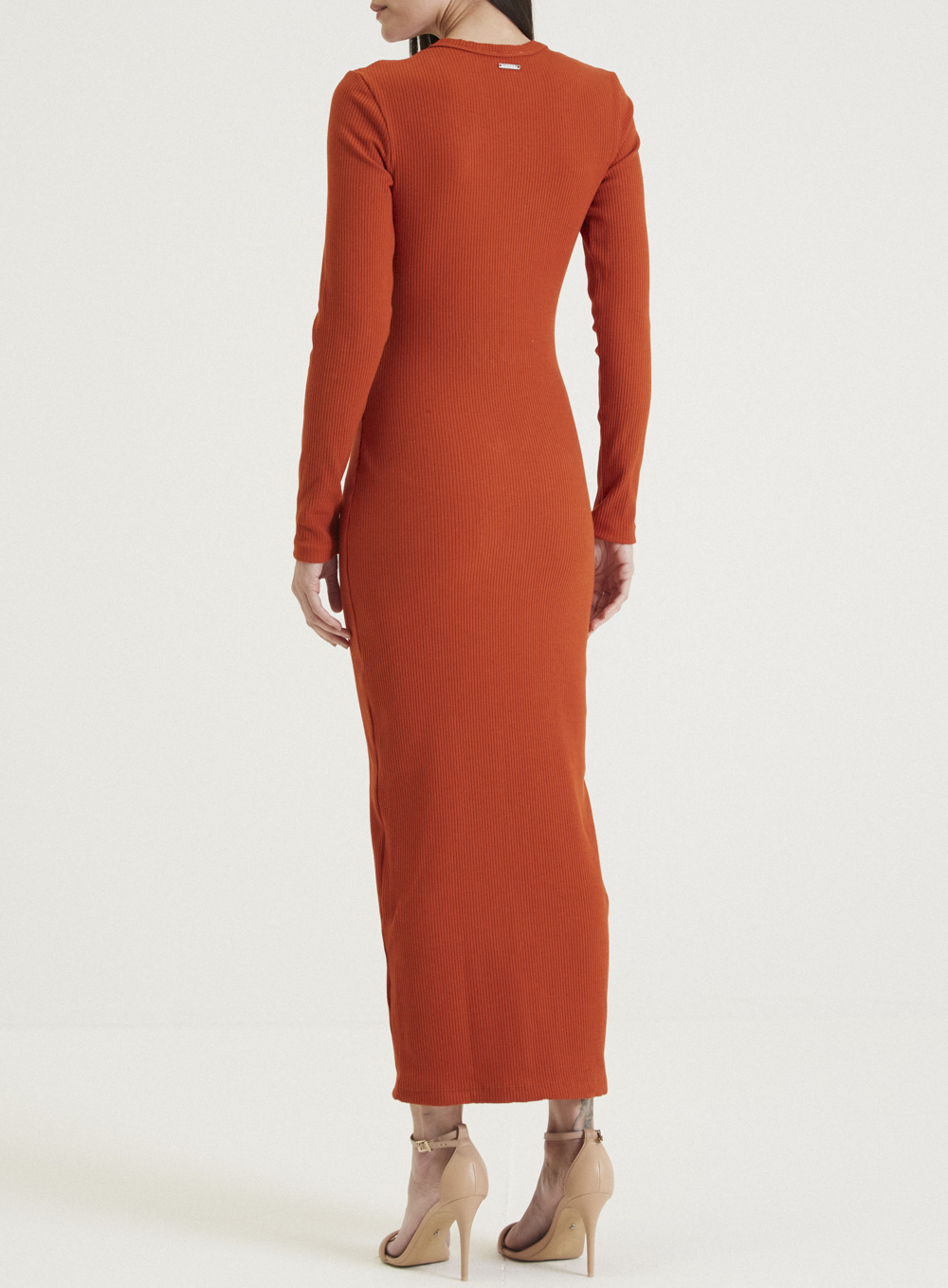 VESTIDO CANELADO M LARANJA GINGER