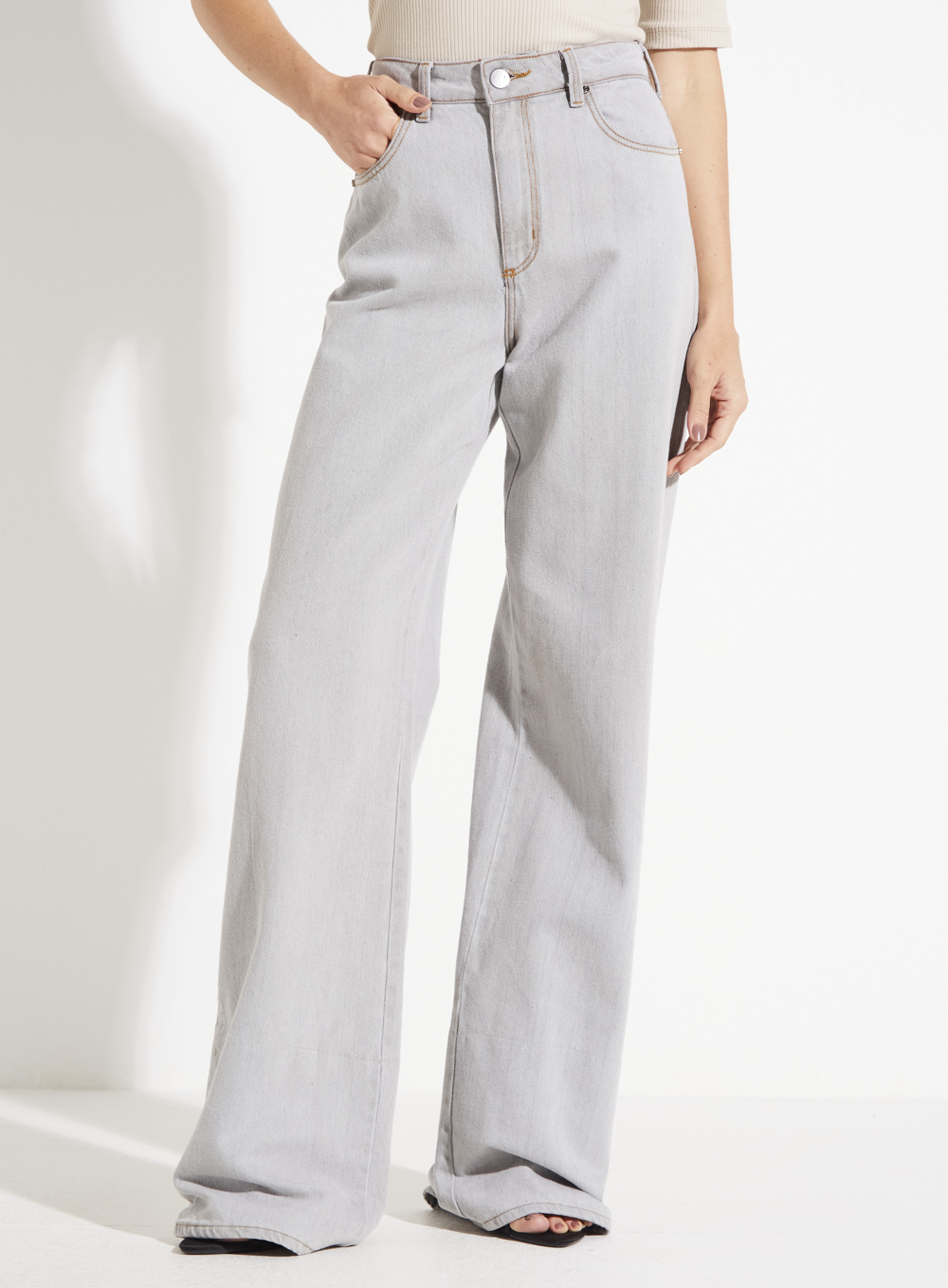 CALÇA JEANS RETA 42 INDIGO CINZA