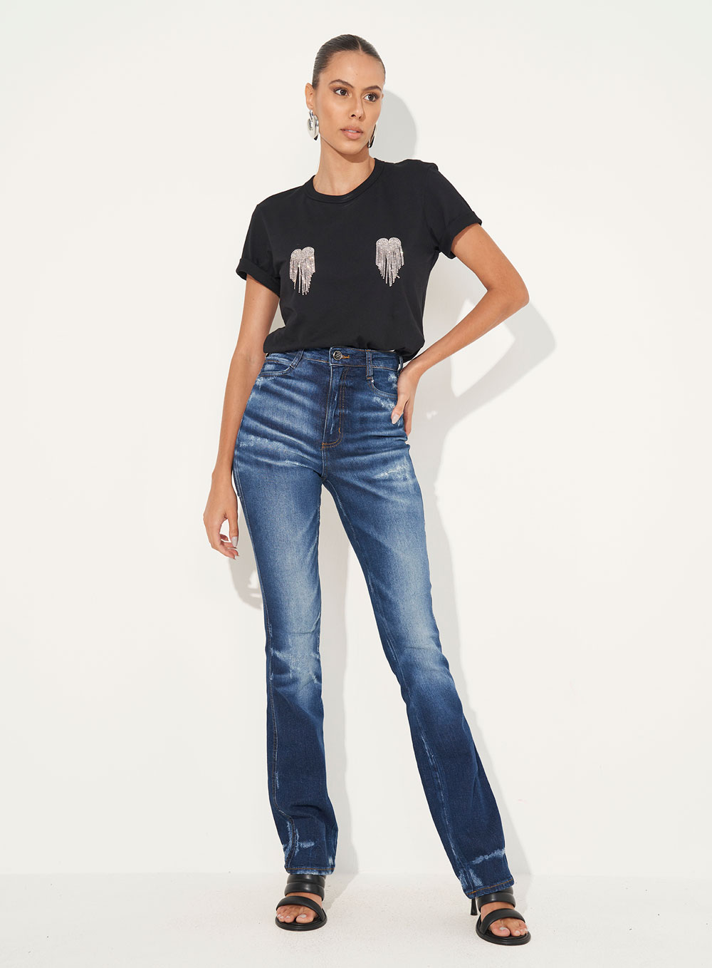 CALÇA JEANS BRUNA STRETCH RETA 46 INDIGO