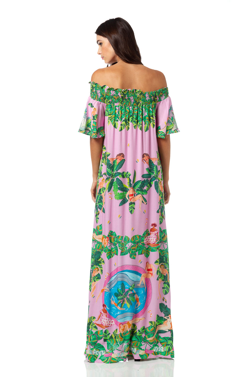 VESTIDO LONGO ESTAMPADO P CLUBE GAIA