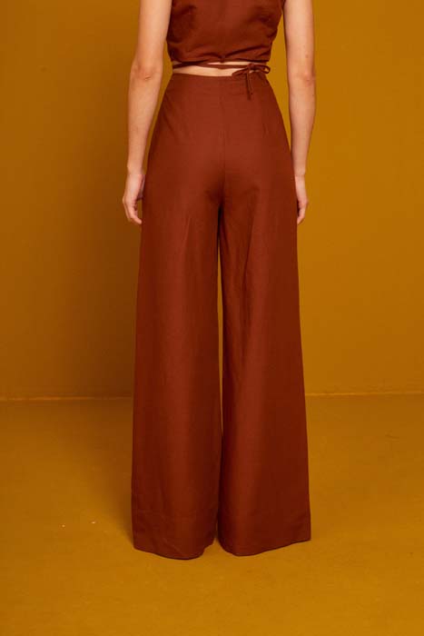 CALÇA LINHO 40 MARROM CARVALHO