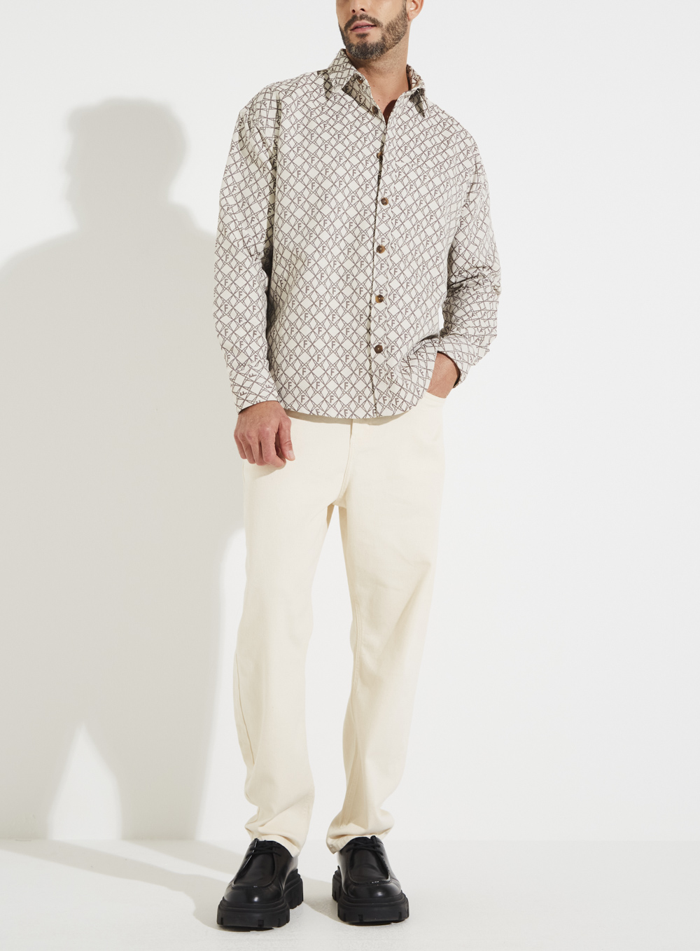CAMISA JACQUARD BARCELONA M OFF/MARROM