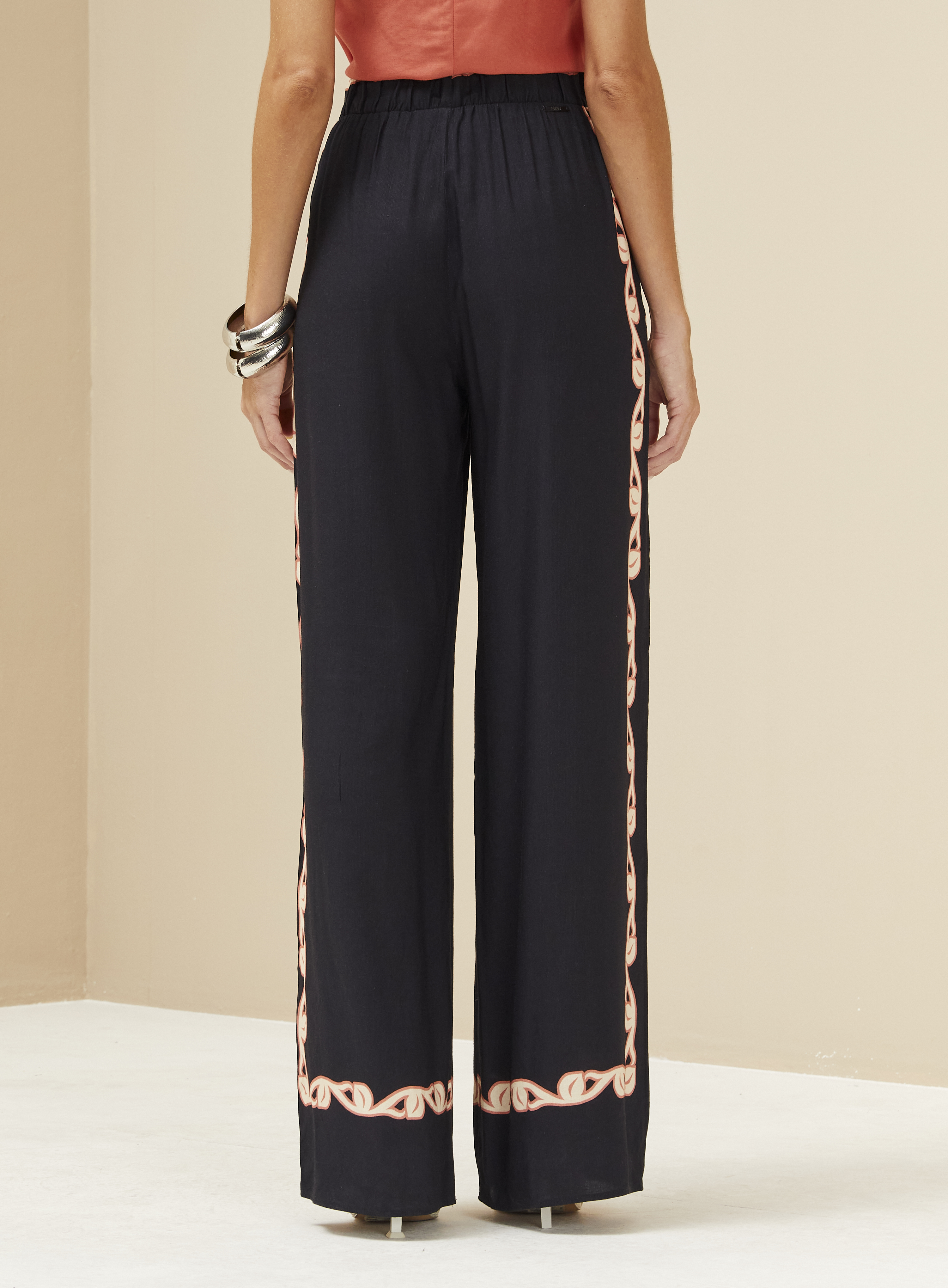 CALÇA LINHO ESTAMPADO G PALM