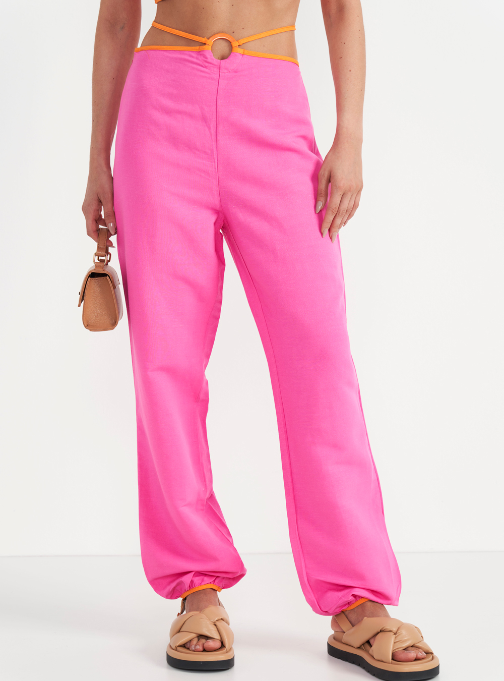 CALÇA LINHO 40 ROSA HONIE