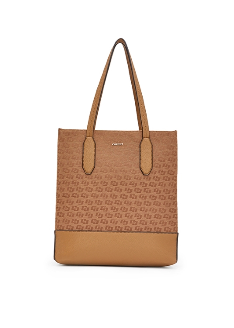 BOLSA COLCCI FEM SHOP BAG JACQUARD U CARAMELO