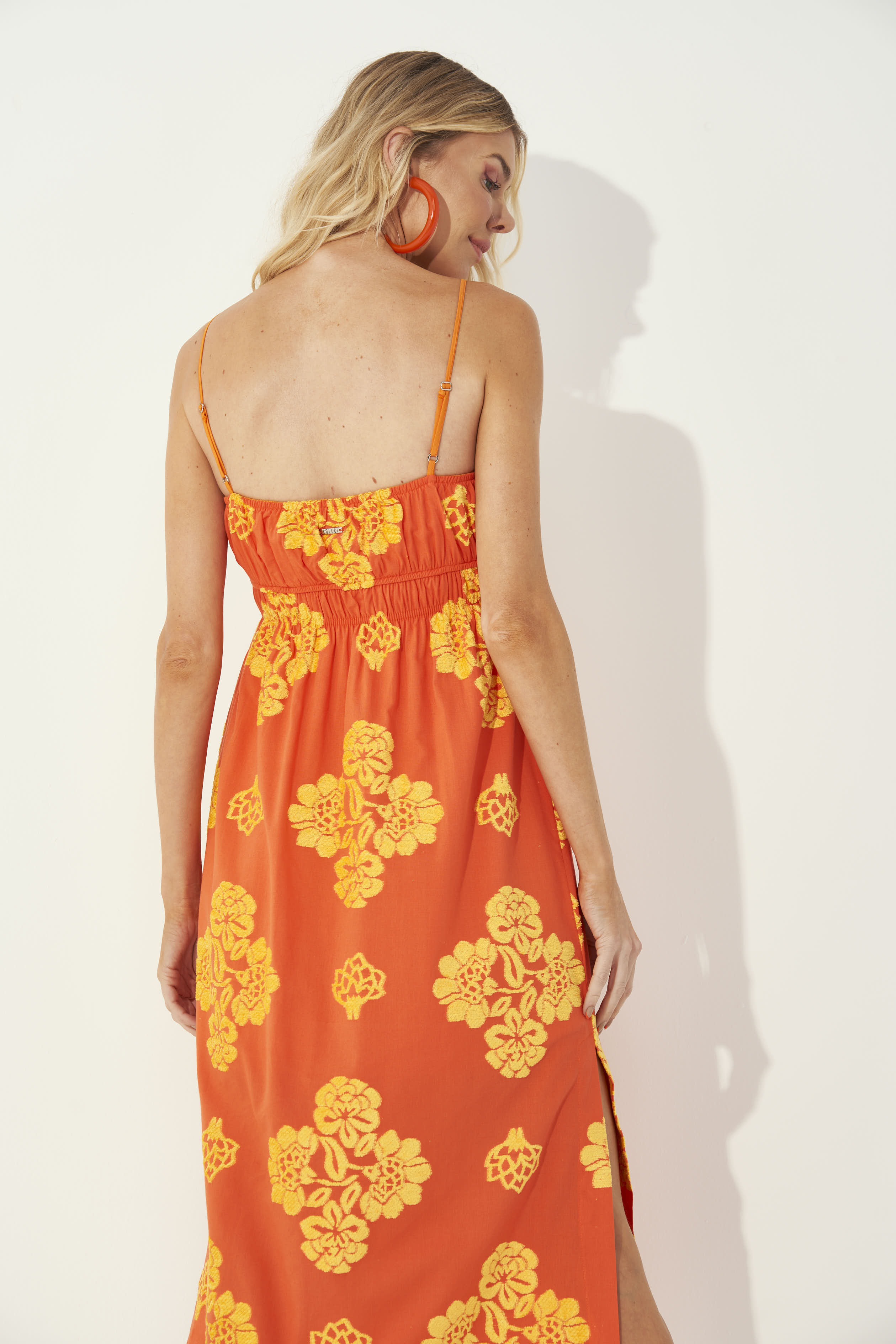 VESTIDO JACQUARD M LARANJA/AMARELO