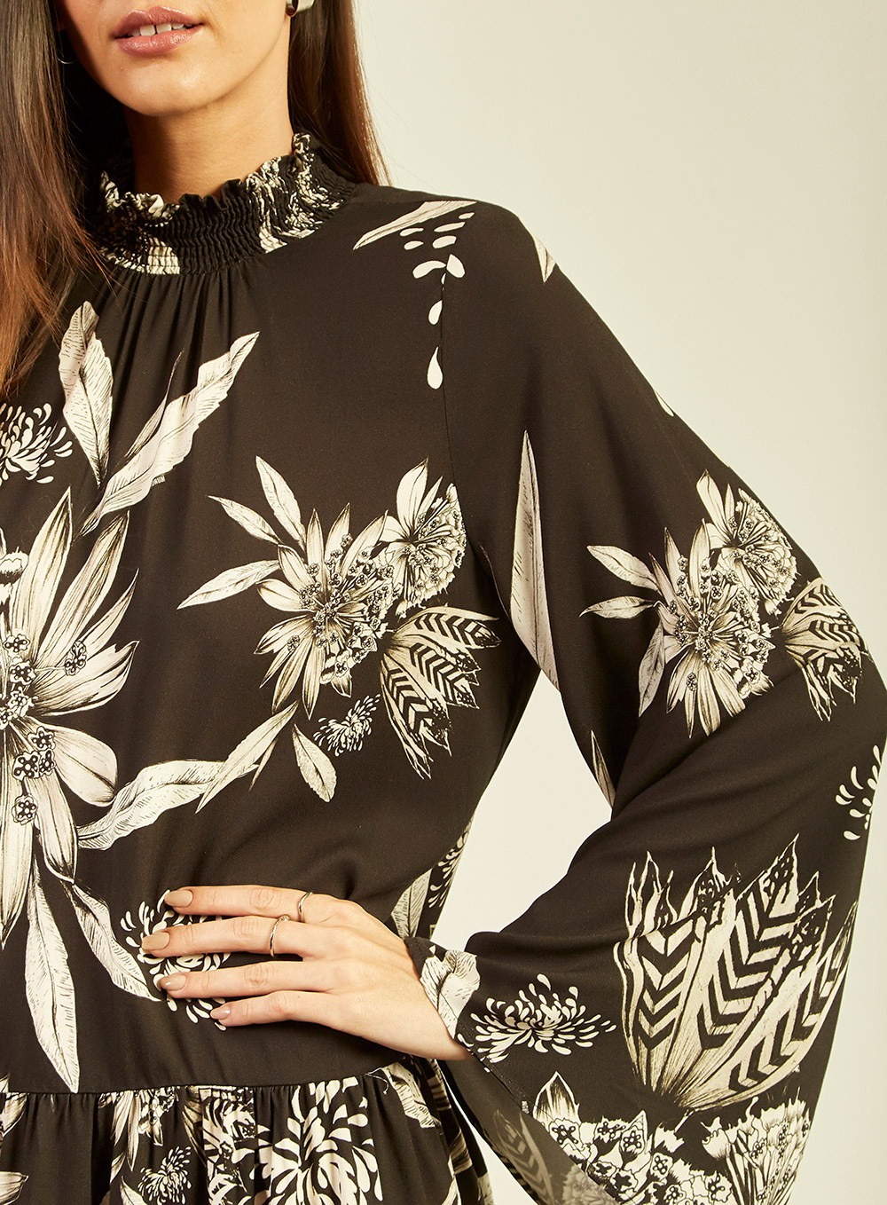 VESTIDO ESTAMPADO M CORUJA BICOLOR