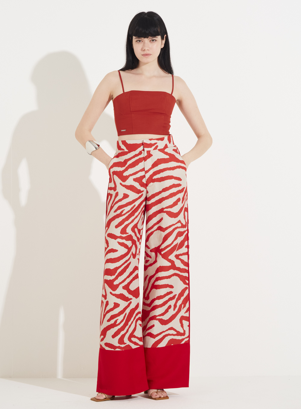 CALÇA LINHO ESTAMPADA 40 ANIMAL PRINT RE