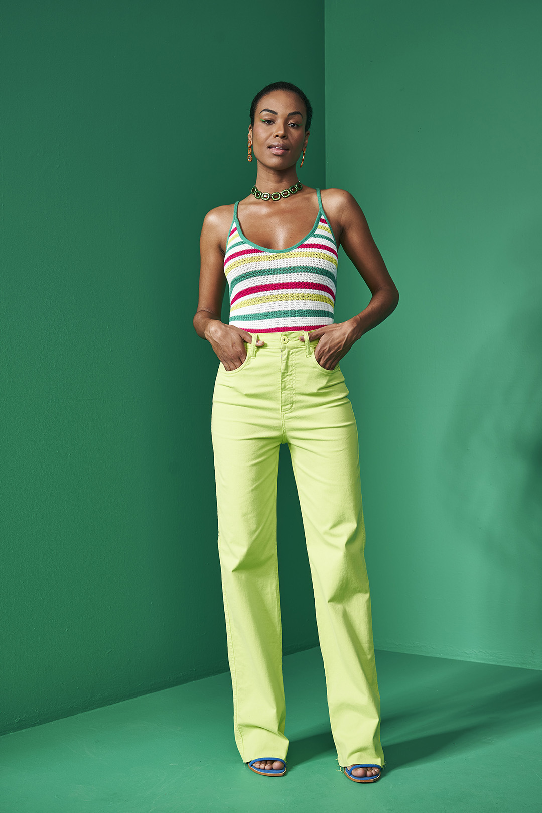 CALÇA SARJA JULIETTE STRETCH 44 VERDE IGUANA