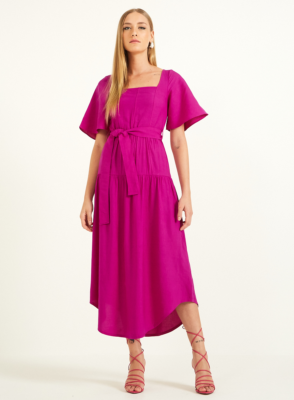 VESTIDO LINHO PP ROXO SELENE