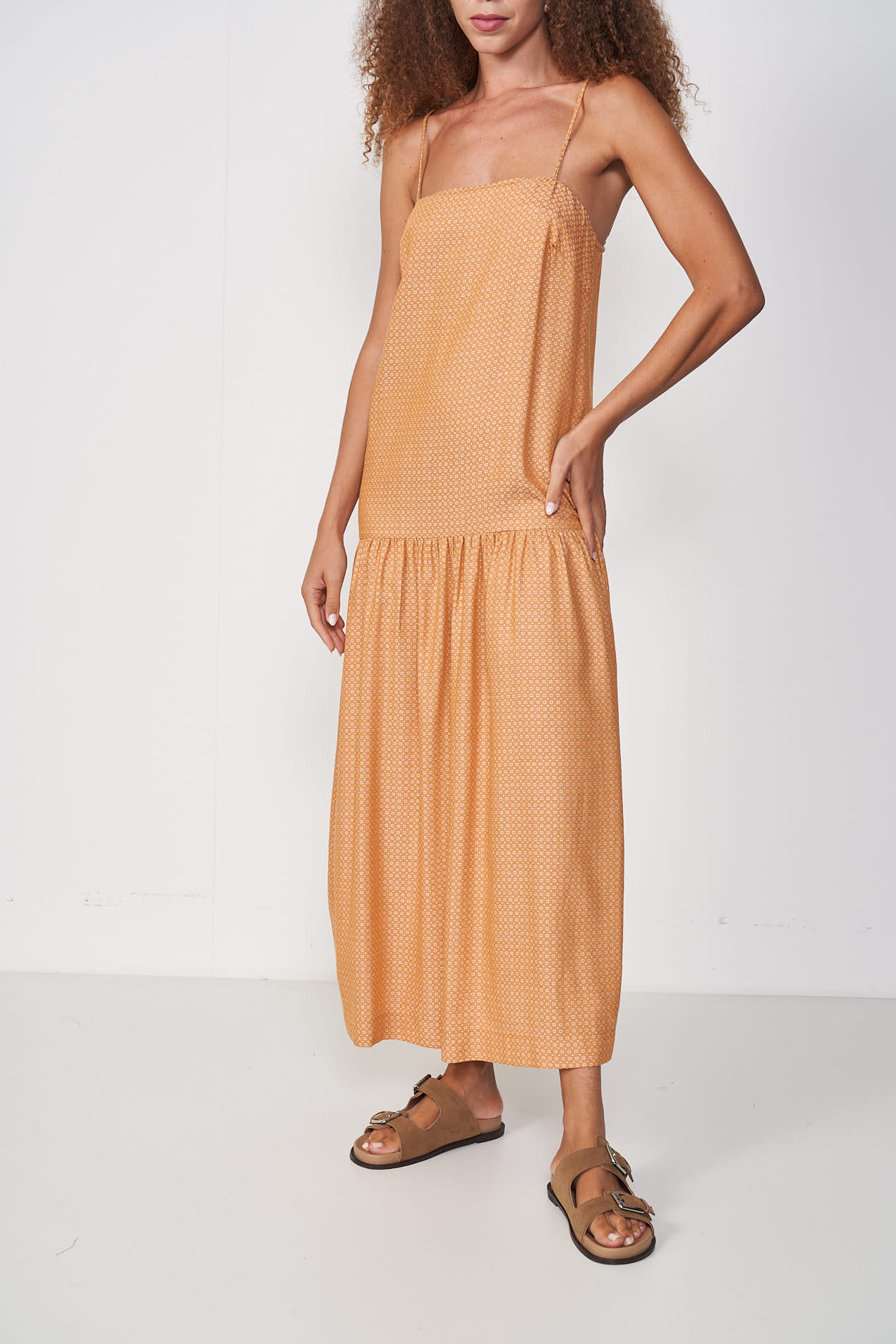 VESTIDO JACQUARD P LARANJA/OFF
