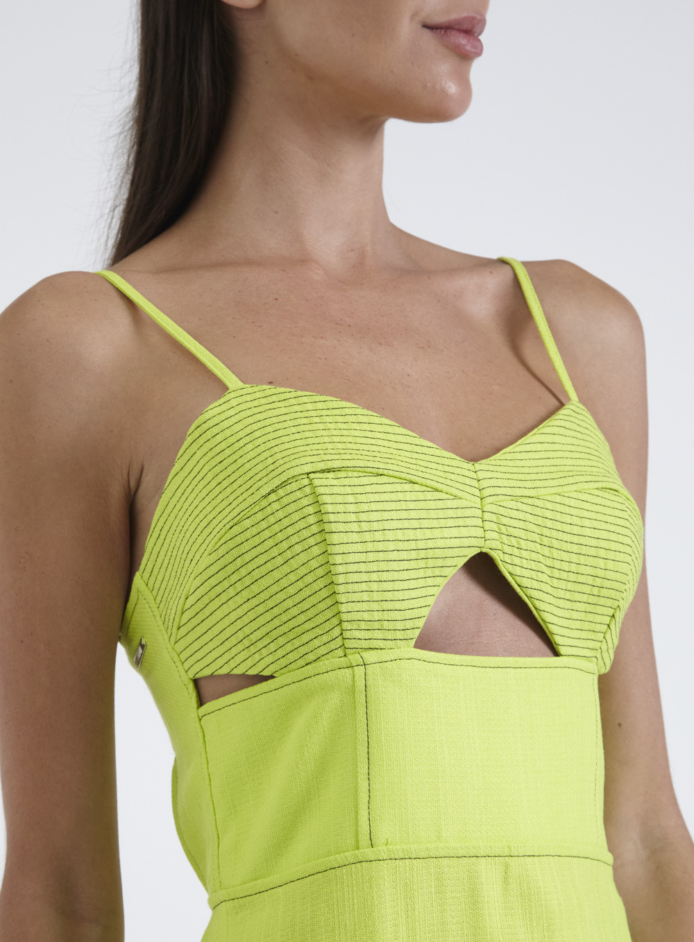 VESTIDO LINHO 40 VERDE ESC/CLARO