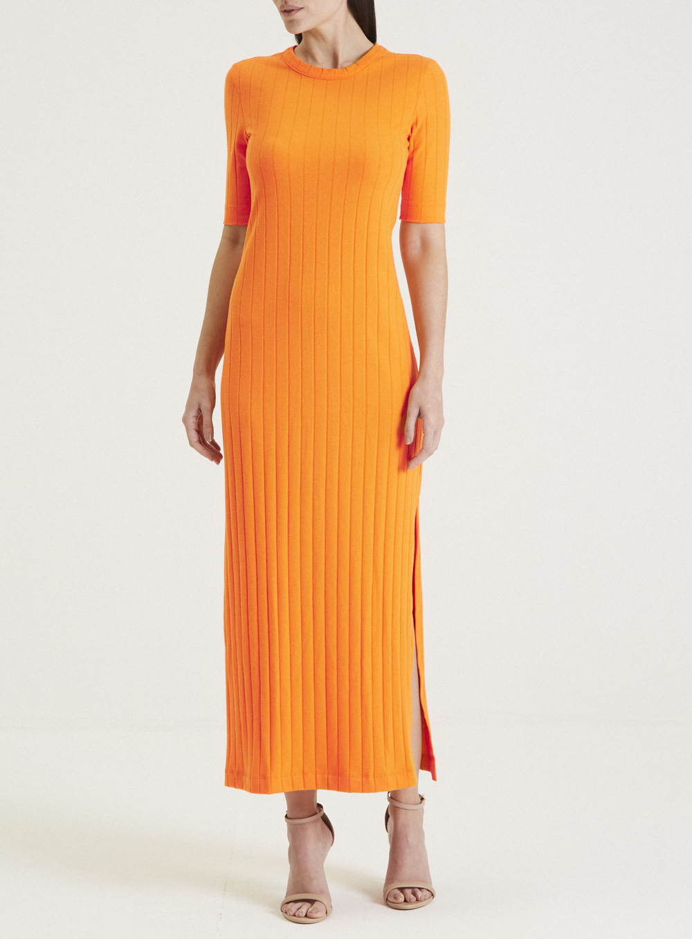 VESTIDO CANELADO P LARANJA BELAGIO