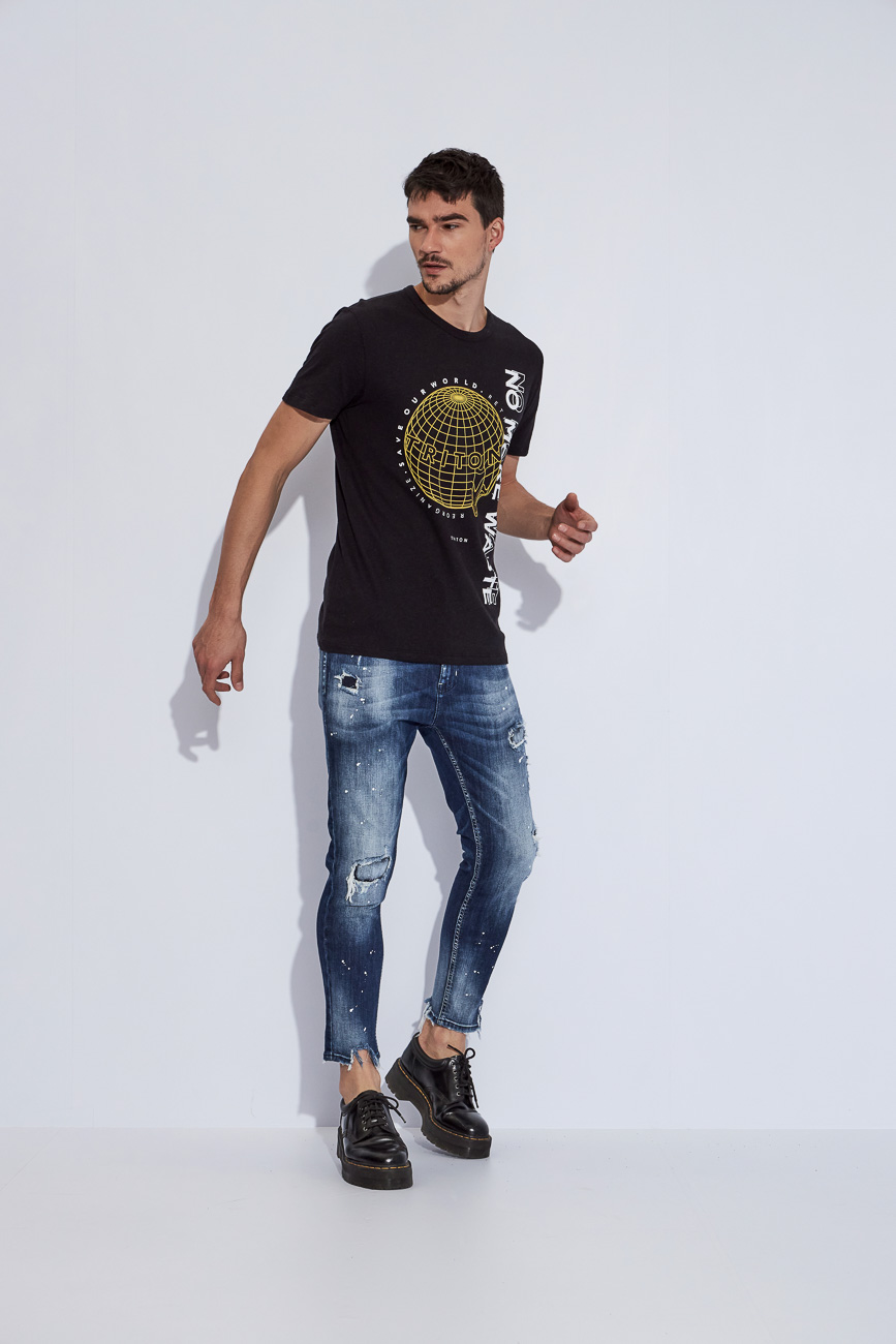 CAMISETA ESTAMPADA M PRETO/PRETO