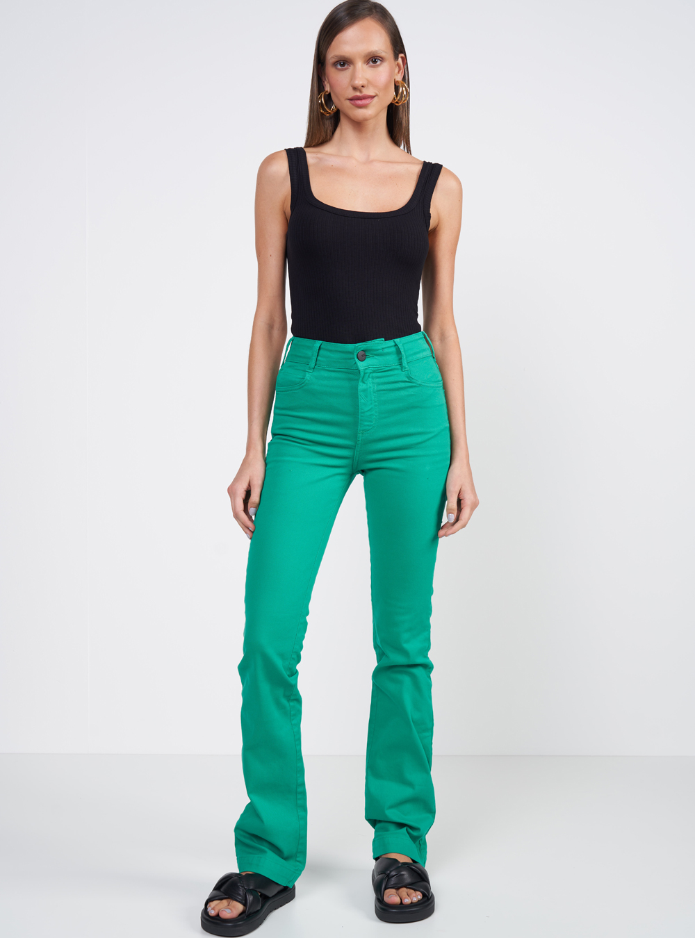 CALÇA SARJA BIA 36 VERDE GATONE
