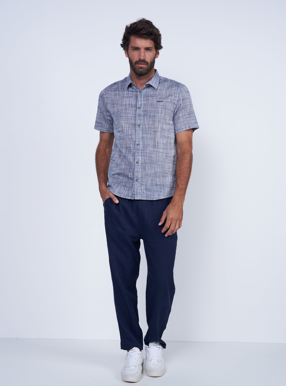 CAMISA RELAX XGG BRANCO/MARINHO