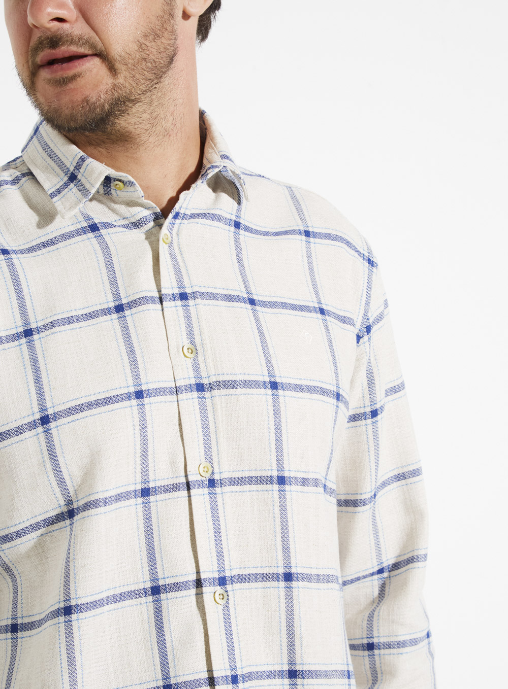 CAMISA LINHO XADREZ RELAX P XADREZ BG/AZUL