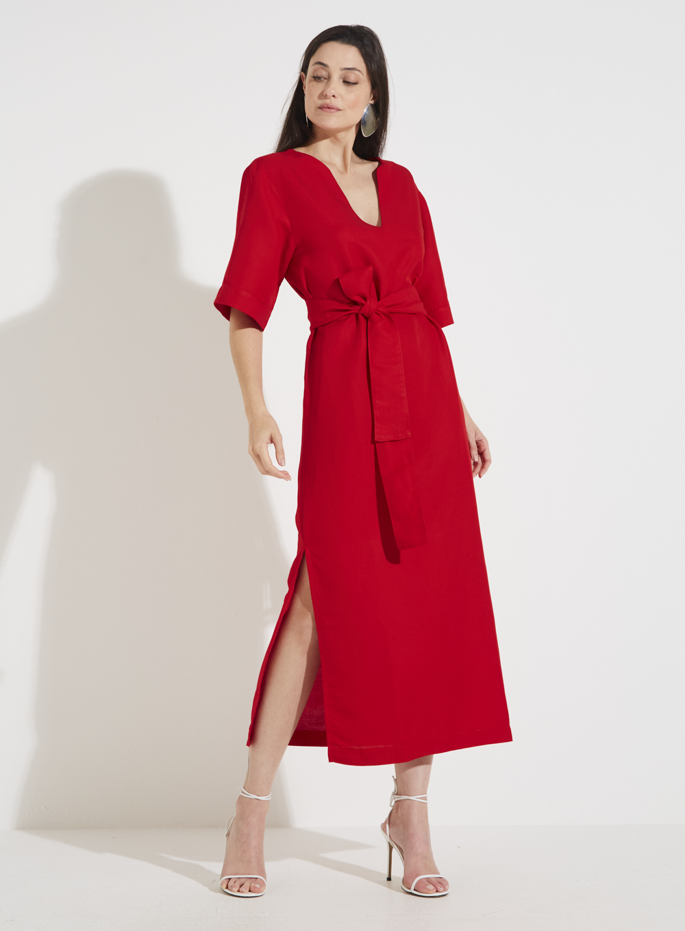 VESTIDO LINHO G MARROM NOBUCK