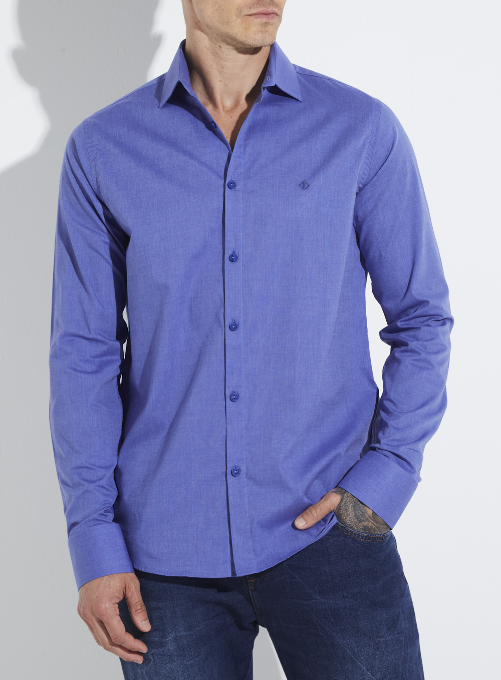 CAMISA SLIM FIT 2 AZUL/BRANCO