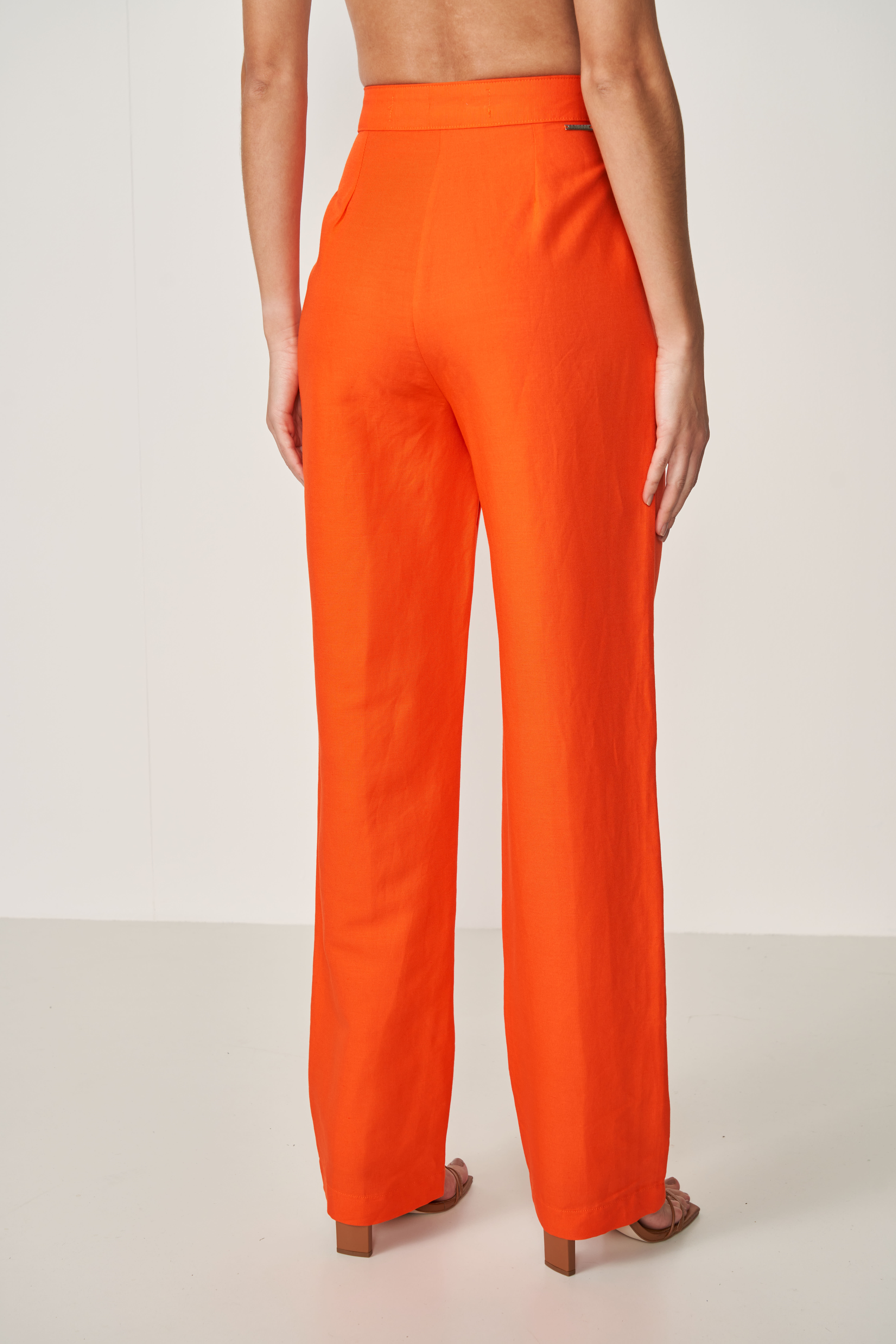 CALÇA LINHO 34 LARANJA PURPURINA