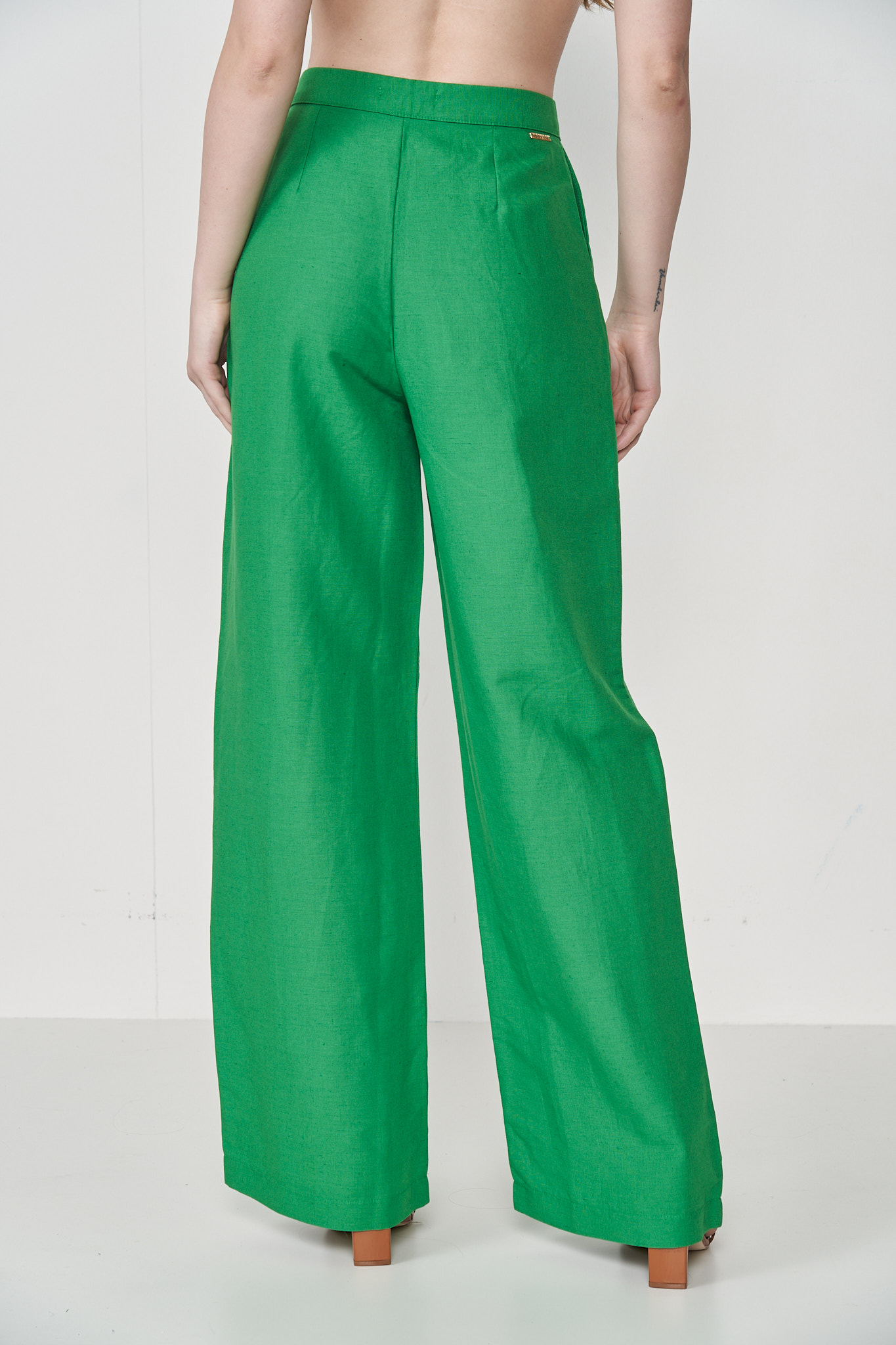 CALÇA LINHO 36 VERDE DILLE