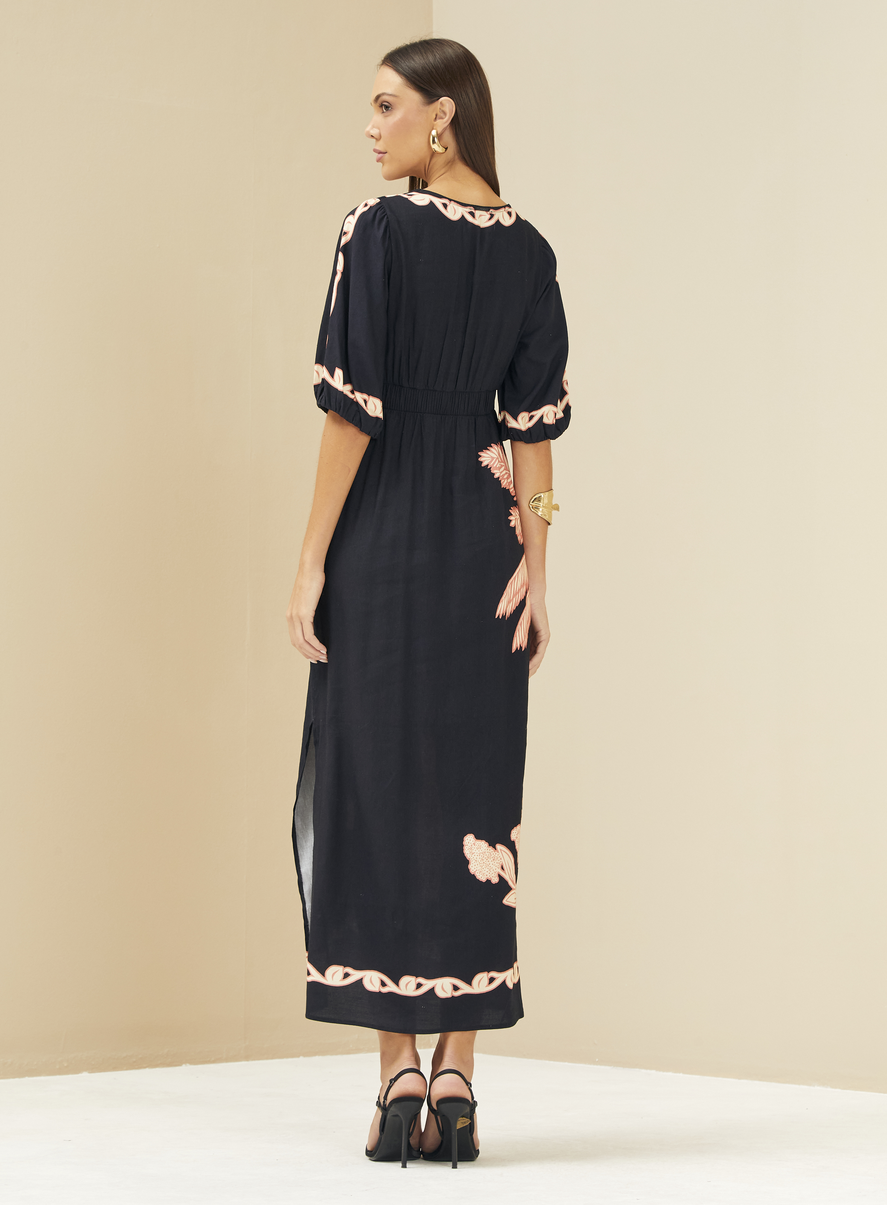 VESTIDO LINHO ESTAMPADO G PALM