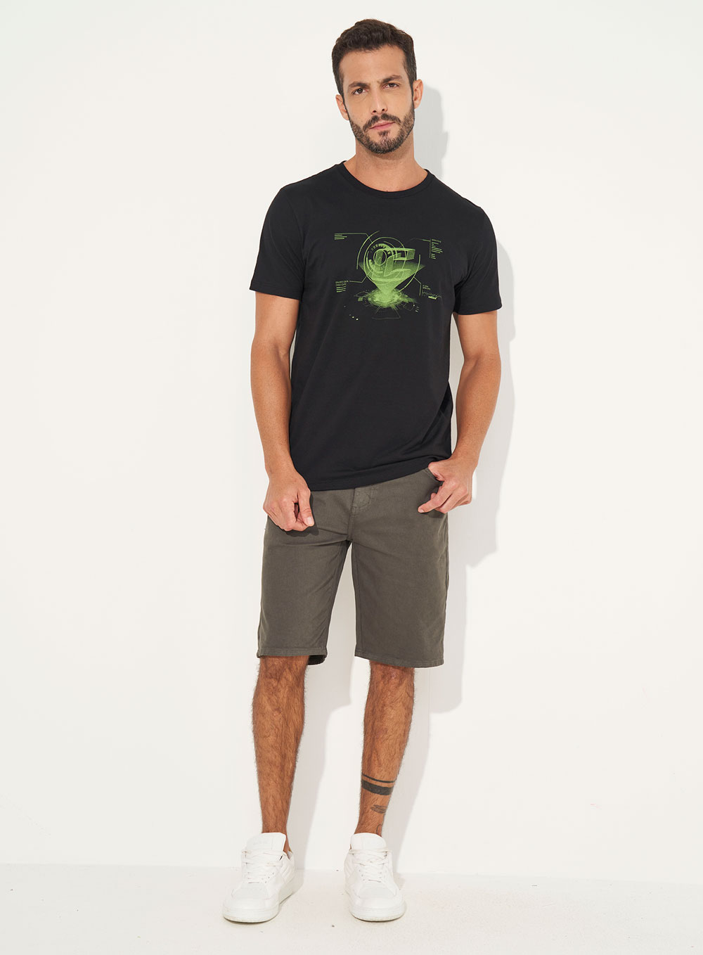 BERMUDA SARJA DAVI 38 VERDE JIBOIA
