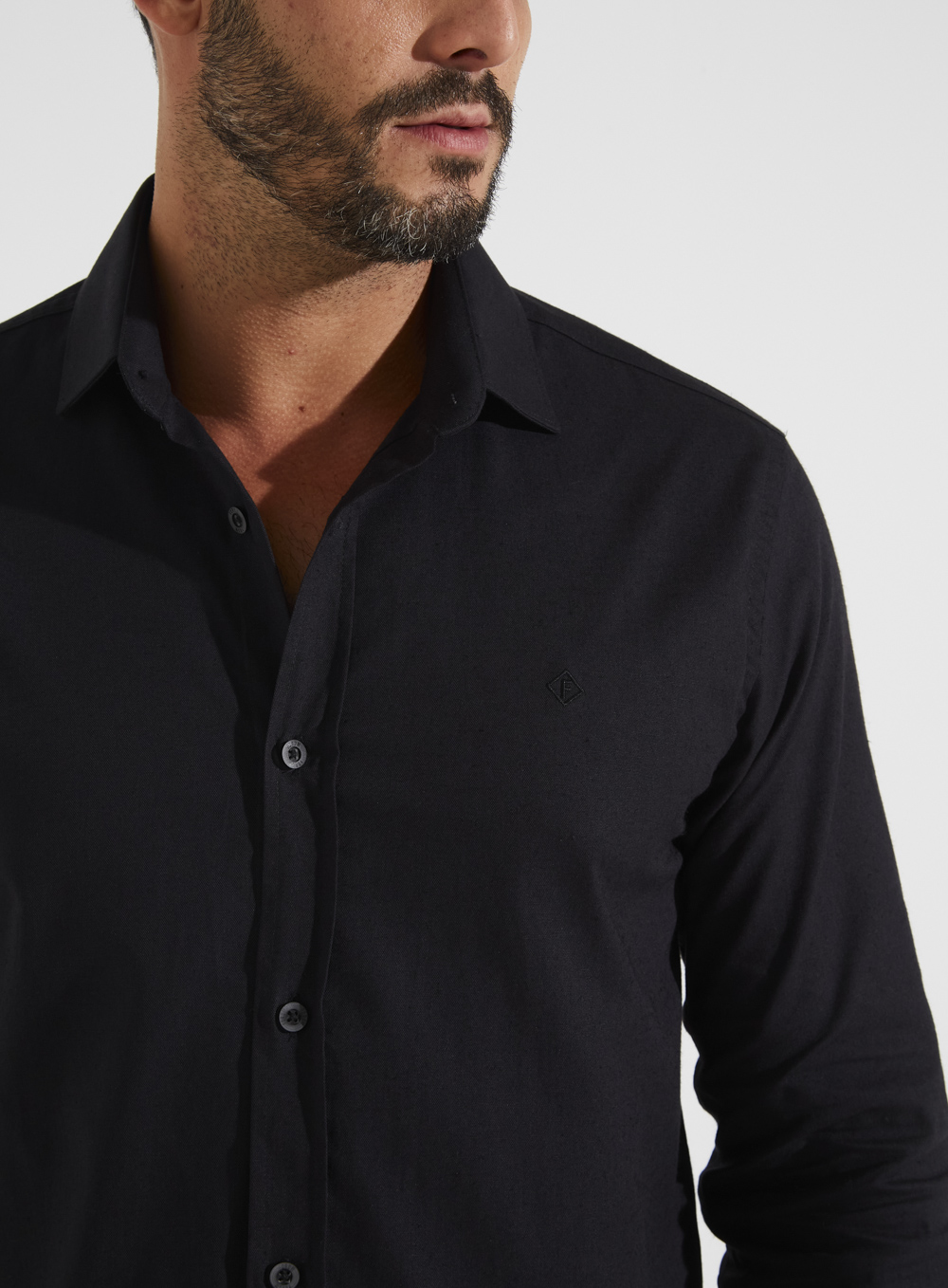 CAMISA LINHO SLIM FIT 3 PRETO