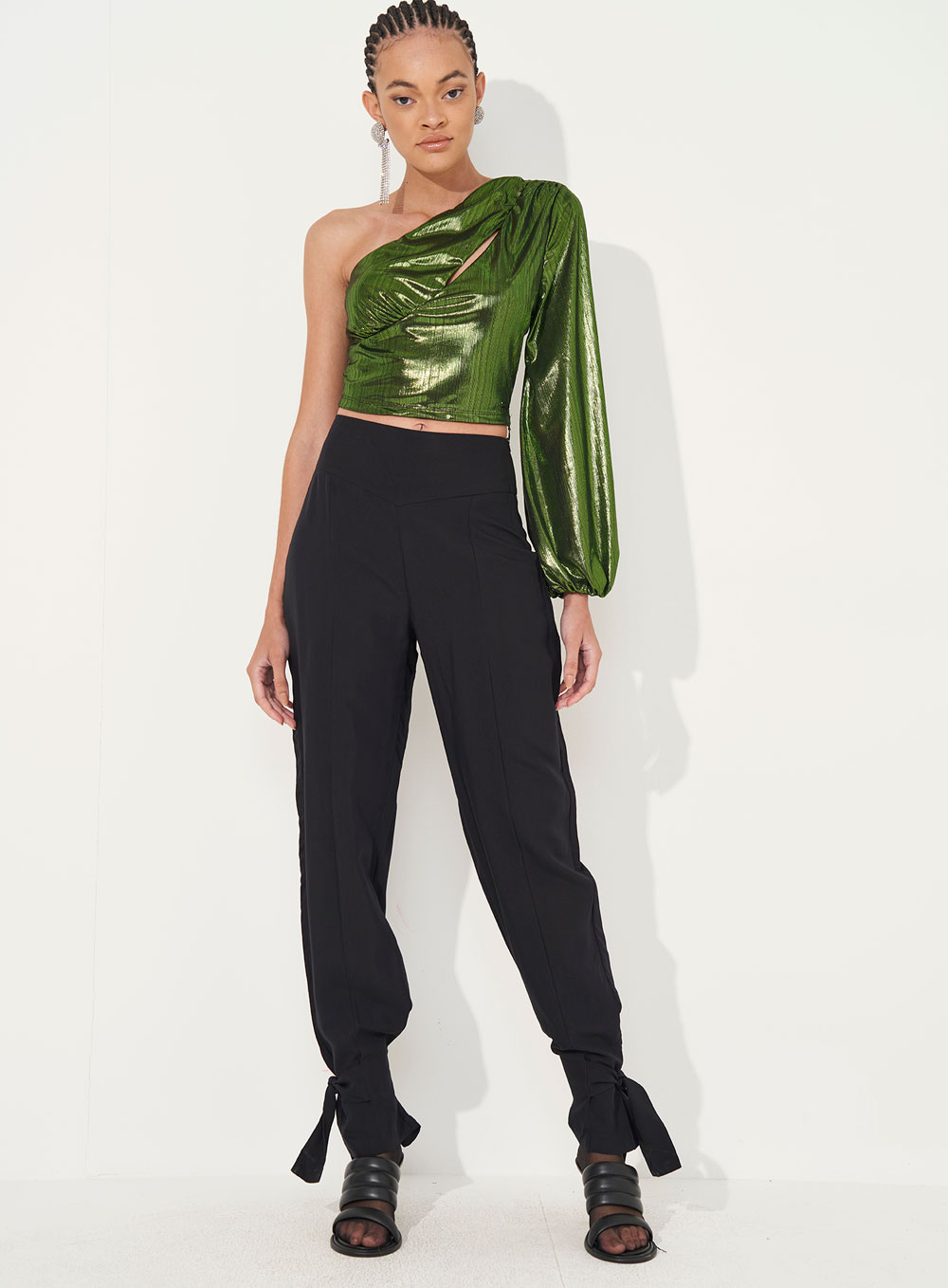 BLUSA METALIZADA 36 VERDE BRAVA