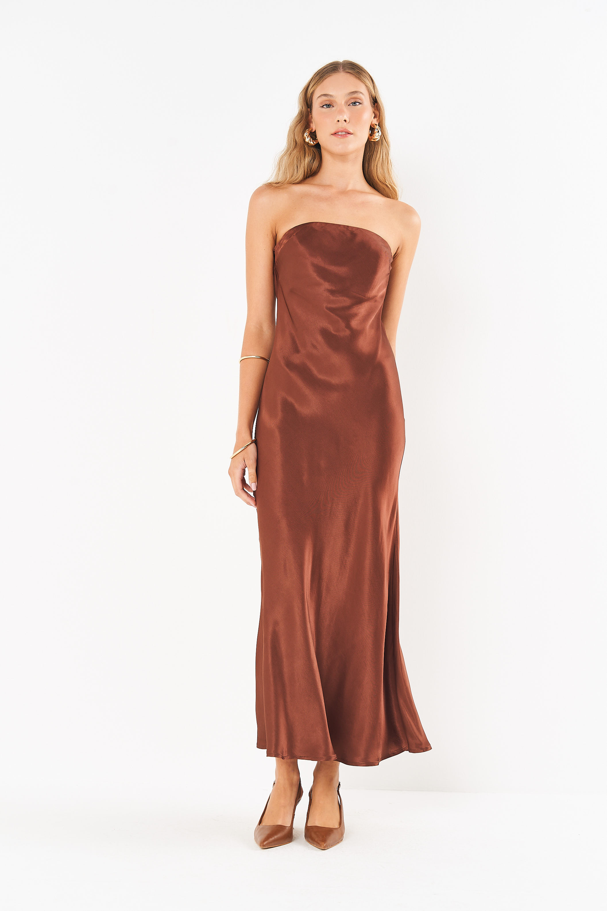 VESTIDO COLCCI G MARROM BEATEN BROWN