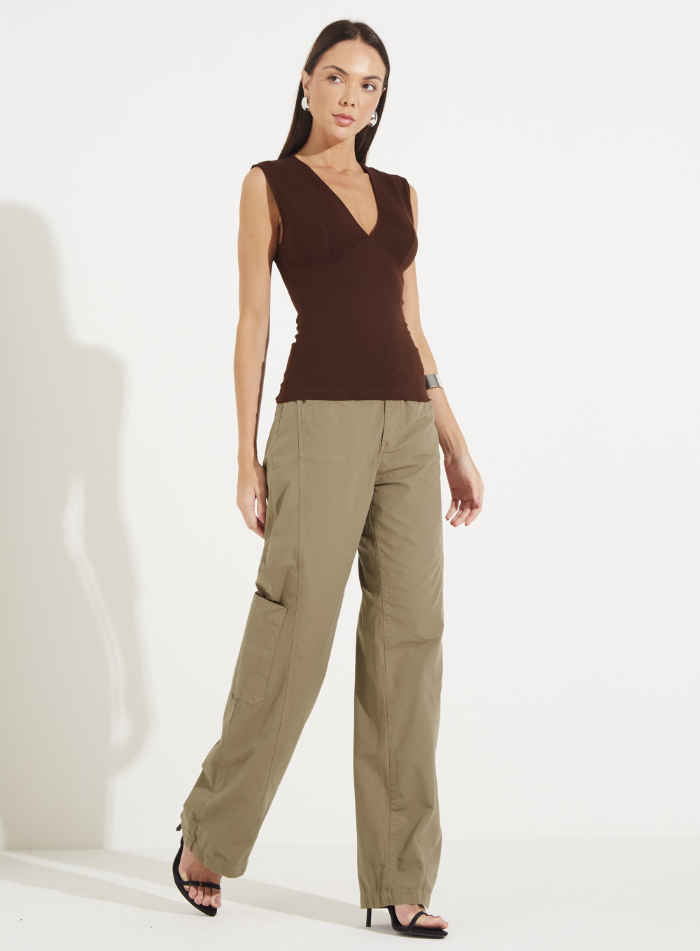 CALÇA SARJA RAQUEL WIDE LEG 42 BEGE MISK