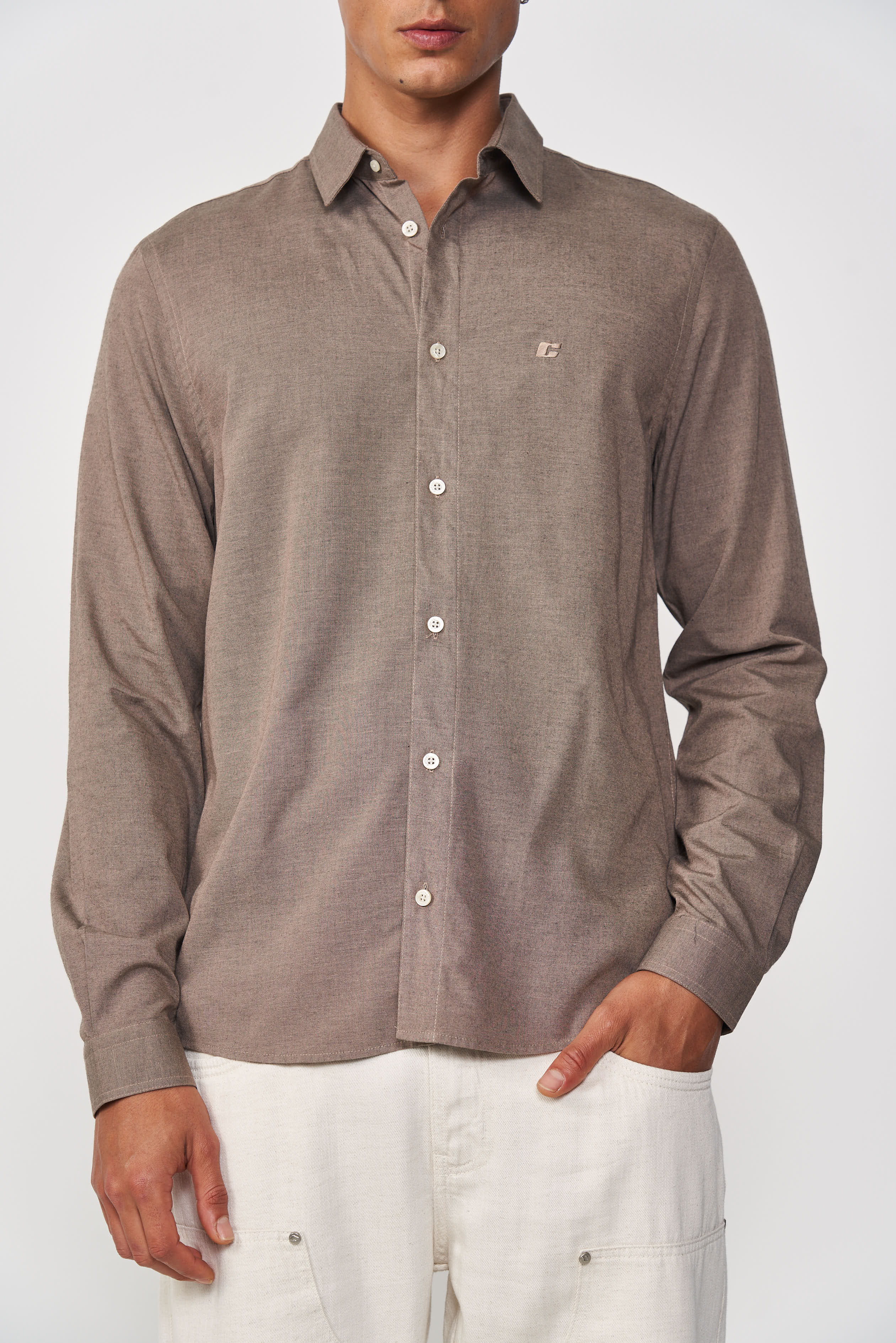 CAMISA RELAX GG BEGE SAND CASTLE