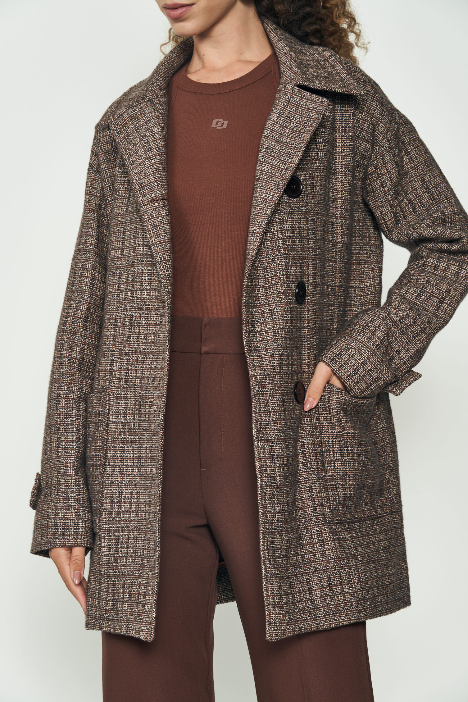 CASACO TWEED P BEGE/PRETO/MARR